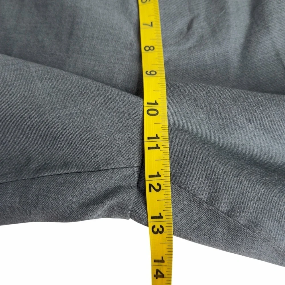 LL Bean Classic Fit Trousers Mens 34x27 Gray Good Flat Front Wool Pants